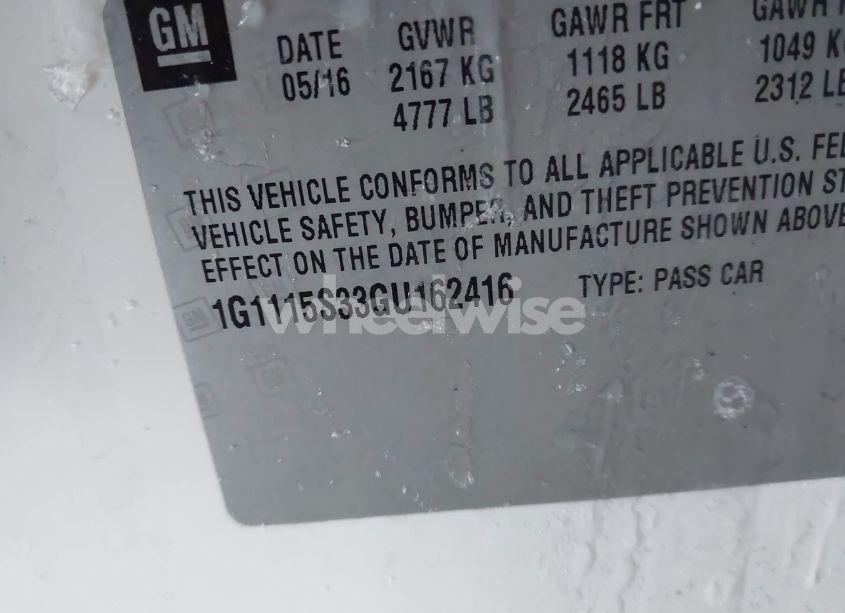 Photo 9 of 2016 Chevrolet Impala 2LT (VIN 1G1115S33GU162416)