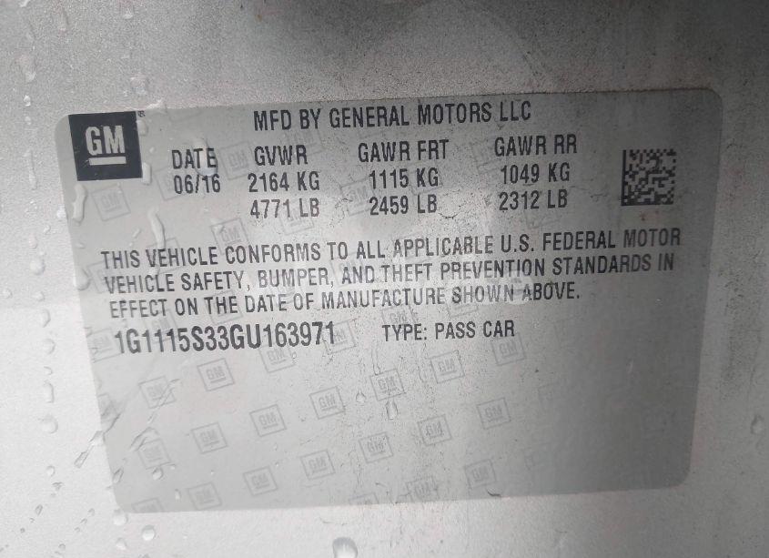 Photo 9 of 2016 Chevrolet Impala 2LT (VIN 1G1115S33GU163971)