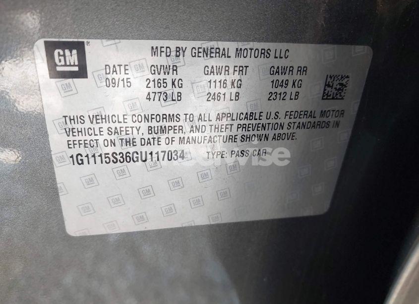 Photo 9 of 2016 Chevrolet Impala 2LT (VIN 1G1115S36GU117034)