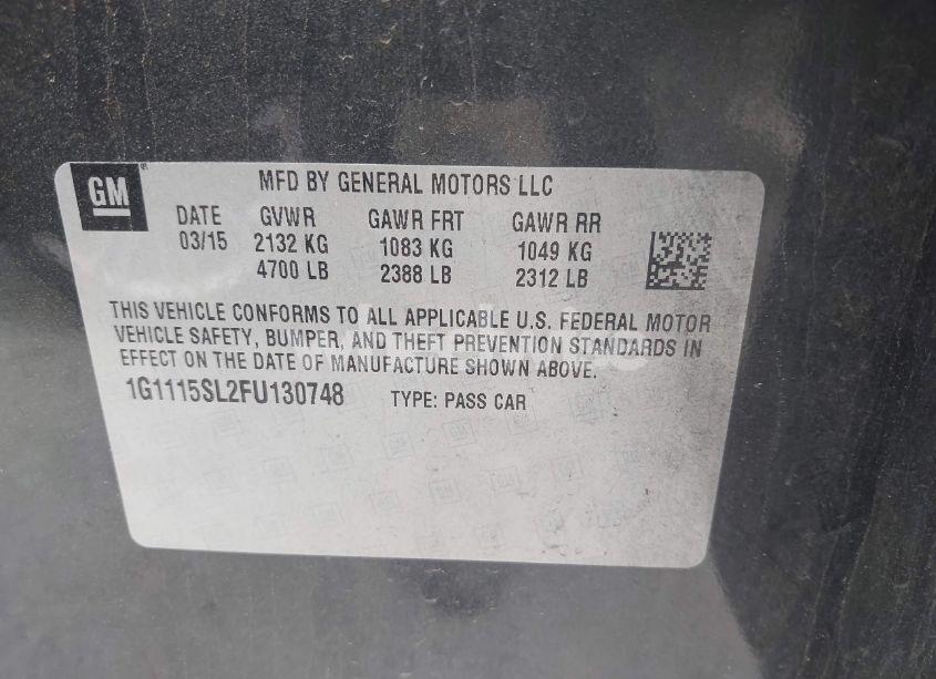 Photo 9 of 2015 Chevrolet Impala 1LT (VIN 1G1115SL2FU130748)