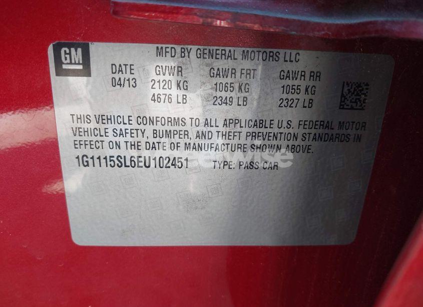 Photo 9 of 2014 Chevrolet Impala 1LT (VIN 1G1115SL6EU102451)