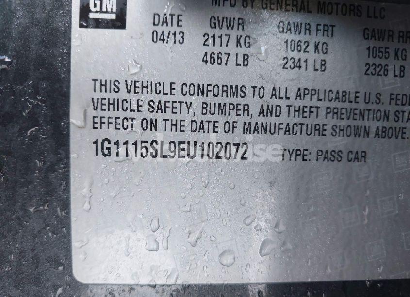 Photo 9 of 2014 Chevrolet Impala 1LT (VIN 1G1115SL9EU102072)