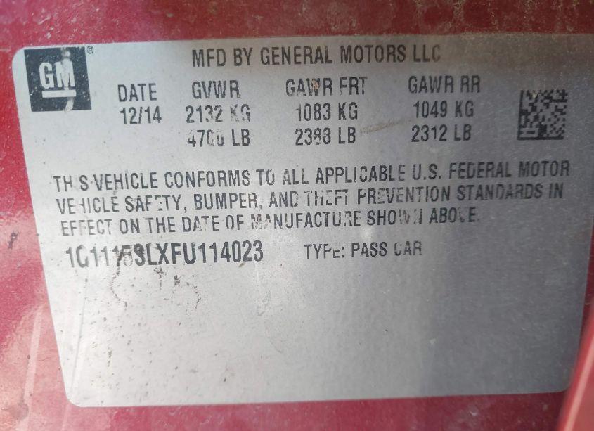 Photo 9 of 2015 Chevrolet Impala 1LT (VIN 1G1115SLXFU114023)