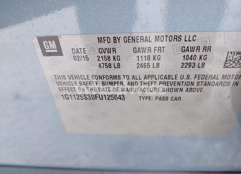 Photo 9 of 2015 Chevrolet Impala 2LT (VIN 1G1125S30FU125643)