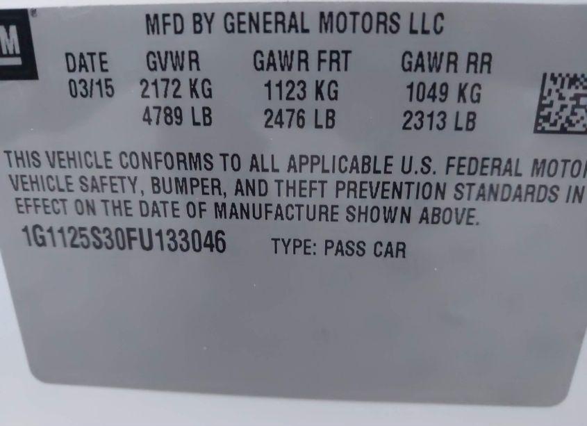 Photo 9 of 2015 Chevrolet Impala 2LT (VIN 1G1125S30FU133046)