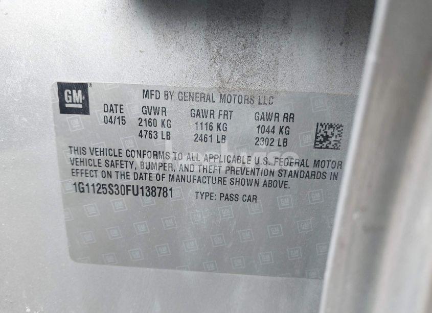 Photo 9 of 2015 Chevrolet Impala 2LT (VIN 1G1125S30FU138781)