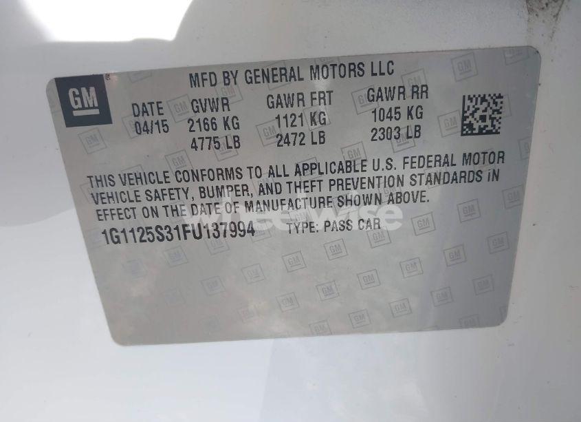 Photo 9 of 2015 Chevrolet Impala 2LT (VIN 1G1125S31FU137994)