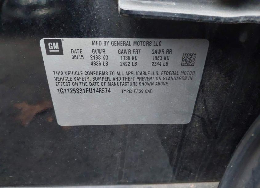 Photo 9 of 2015 Chevrolet Impala 2LT (VIN 1G1125S31FU148574)