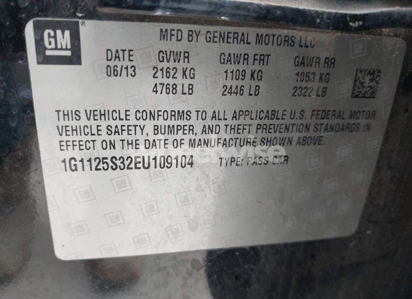 Photo 9 of 2014 Chevrolet Impala 2LT (VIN 1G1125S32EU109104)