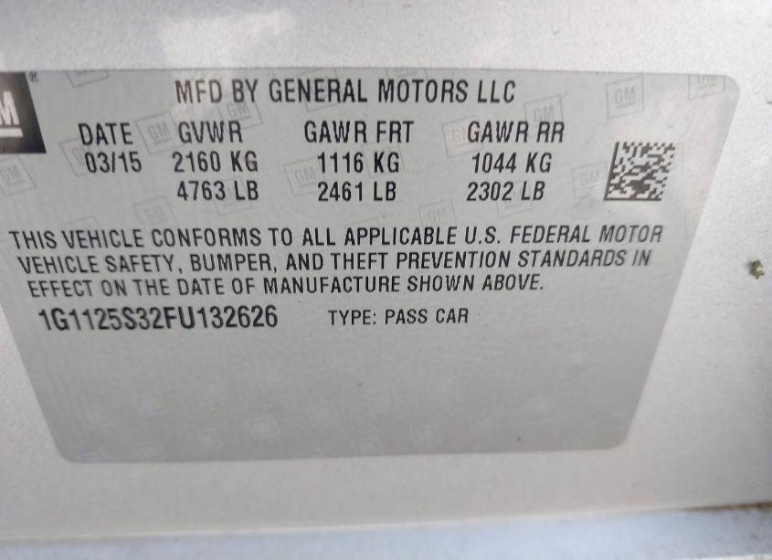 Photo 9 of 2015 Chevrolet Impala 2LT (VIN 1G1125S32FU132626)