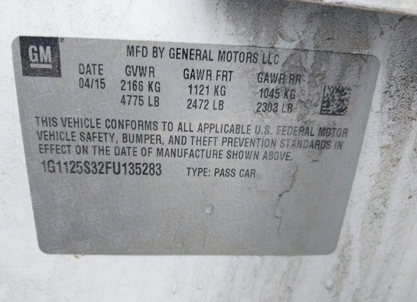 Photo 9 of 2015 Chevrolet Impala 2LT (VIN 1G1125S32FU135283)