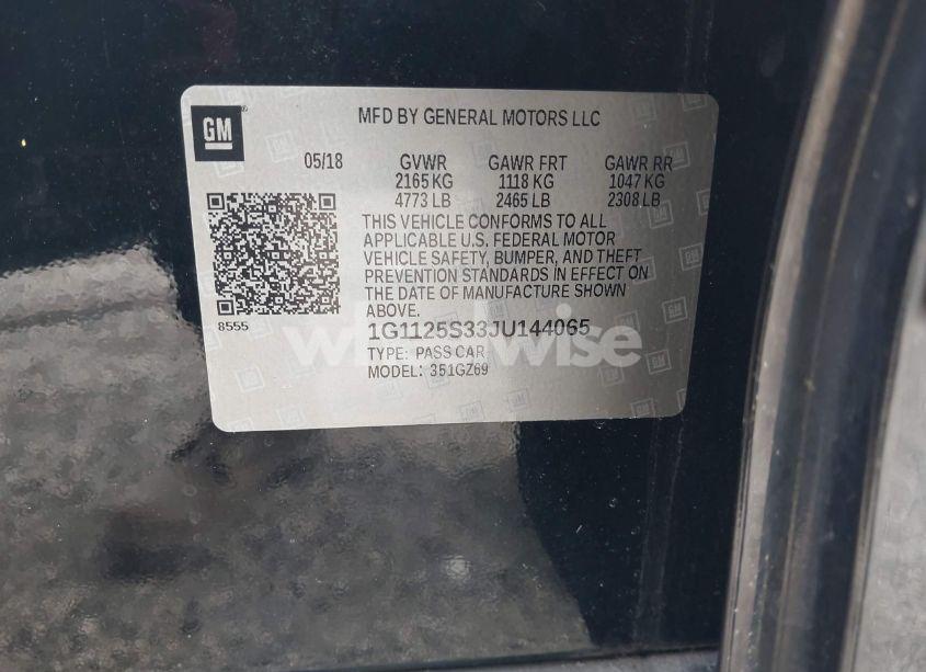 Photo 9 of 2018 Chevrolet Impala 2LZ (VIN 1G1125S33JU144065)