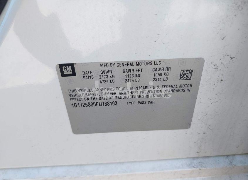 Photo 9 of 2015 Chevrolet Impala 2LT (VIN 1G1125S35FU138193)