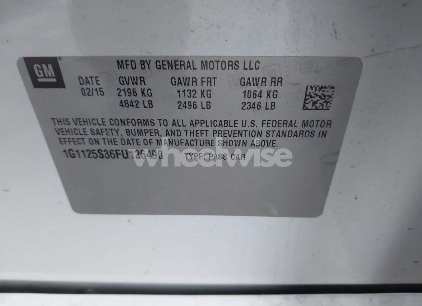 Photo 9 of 2015 Chevrolet Impala 2LT (VIN 1G1125S36FU126490)