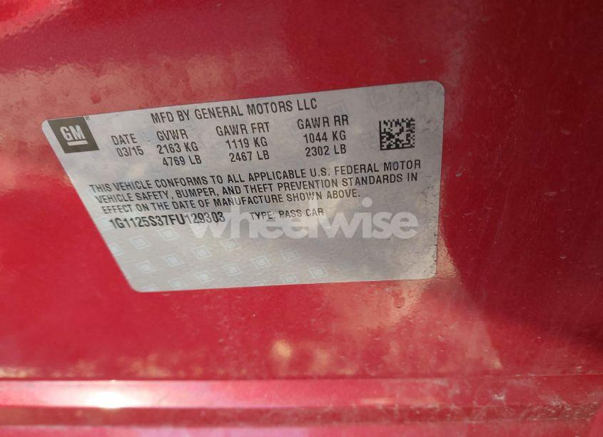 Photo 9 of 2015 Chevrolet Impala 2LT (VIN 1G1125S37FU129303)