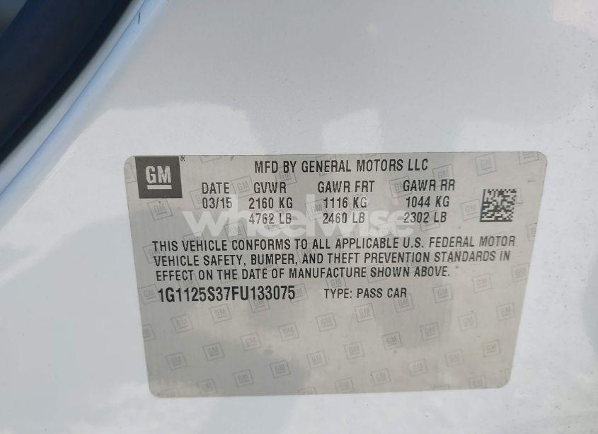 Photo 9 of 2015 Chevrolet Impala 2LT (VIN 1G1125S37FU133075)