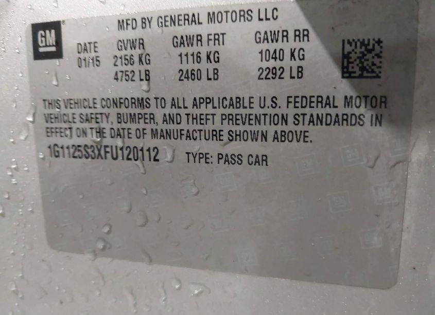 Photo 9 of 2015 Chevrolet Impala 2LT (VIN 1G1125S3XFU120112)