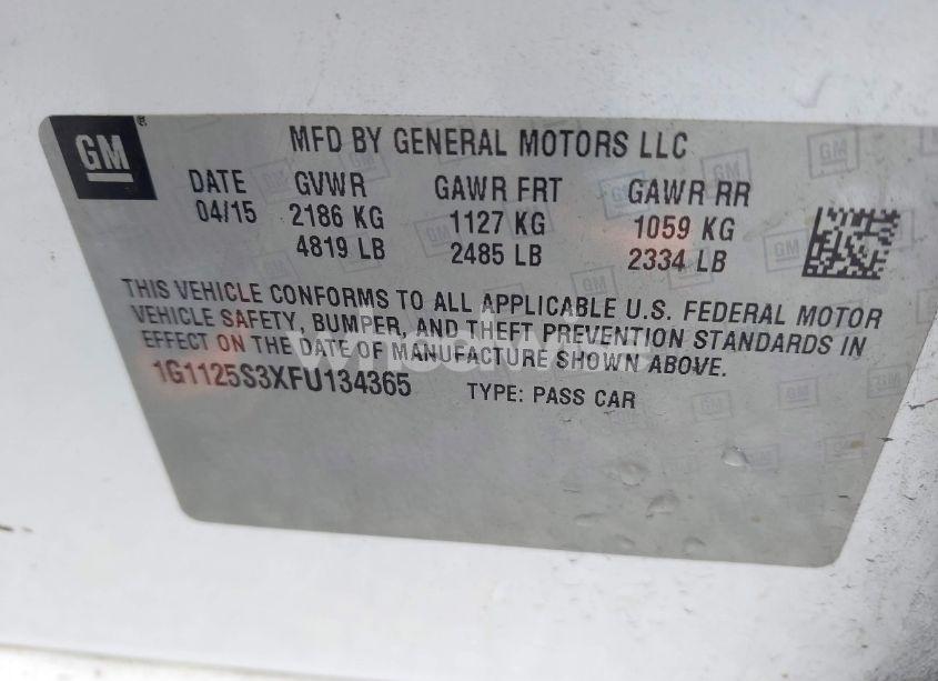 Photo 9 of 2015 Chevrolet Impala 2LT (VIN 1G1125S3XFU134365)