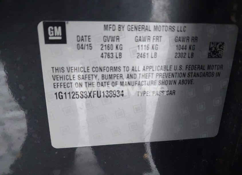 Photo 9 of 2015 Chevrolet Impala 2LT (VIN 1G1125S3XFU138934)