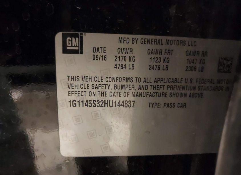 Photo 9 of 2017 Chevrolet Impala 2LZ (VIN 1G1145S32HU144837)