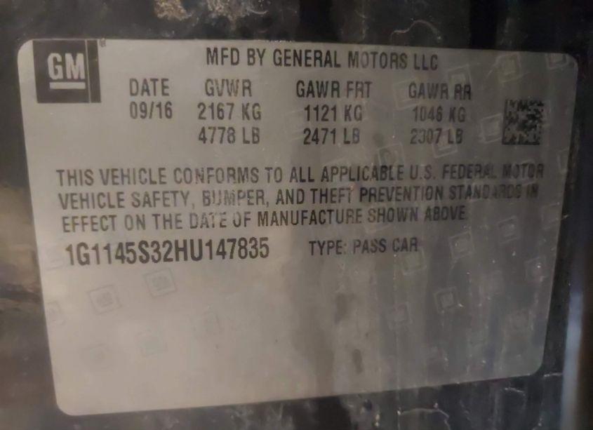 Photo 9 of 2017 Chevrolet Impala 2LZ (VIN 1G1145S32HU147835)