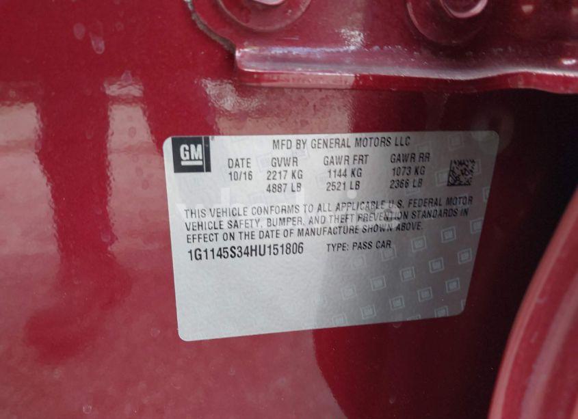 Photo 9 of 2017 Chevrolet Impala 2LZ (VIN 1G1145S34HU151806)