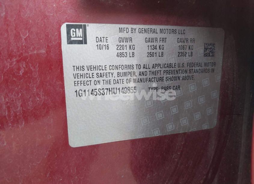 Photo 9 of 2017 Chevrolet Impala 2LZ (VIN 1G1145S37HU149855)