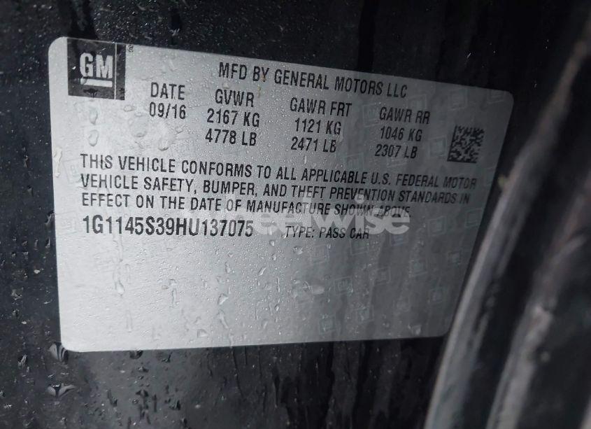 Photo 9 of 2017 Chevrolet Impala 2LZ (VIN 1G1145S39HU137075)