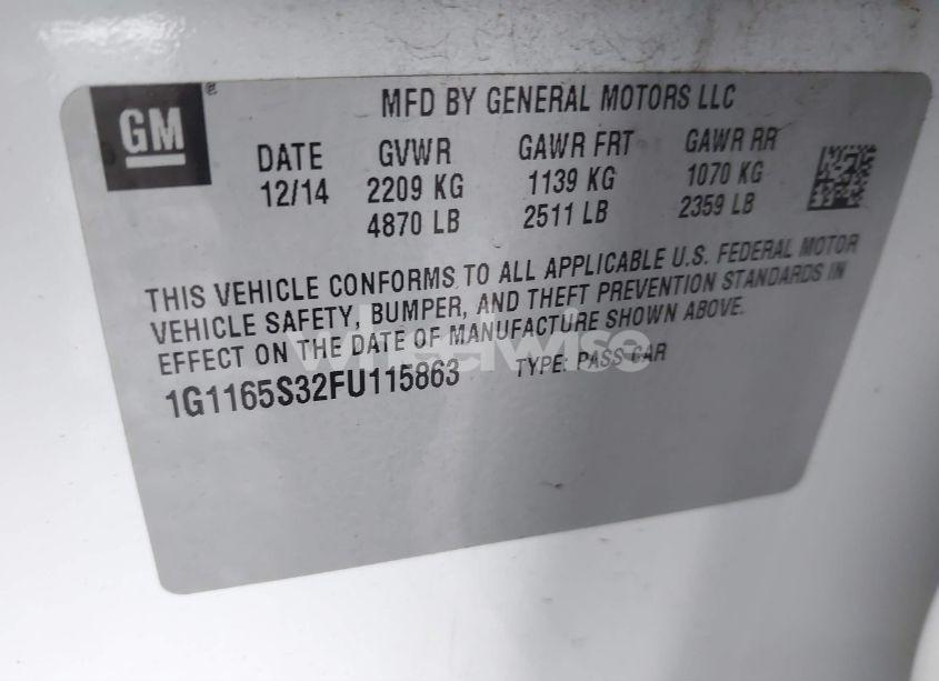 Photo 9 of 2015 Chevrolet Impala 2LZ (VIN 1G1165S32FU115863)