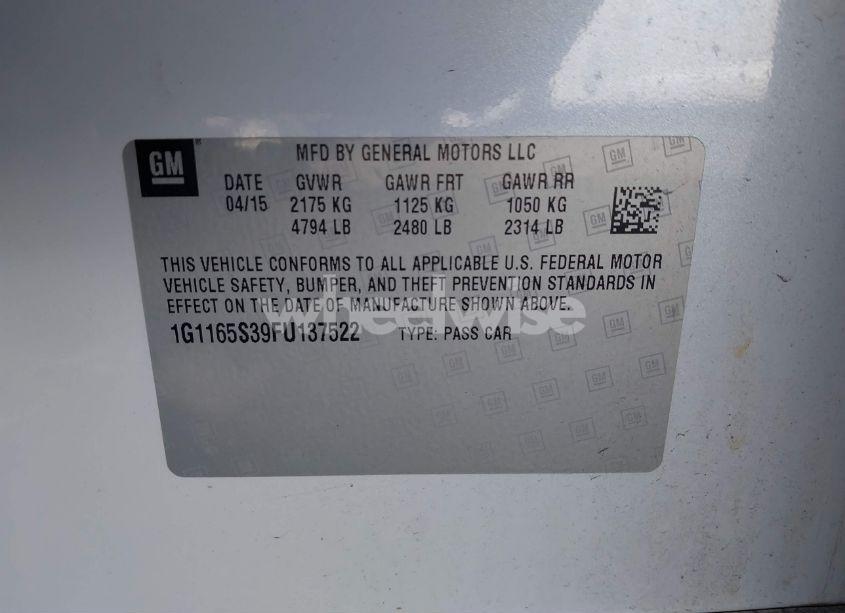 Photo 9 of 2015 Chevrolet Impala 2LZ (VIN 1G1165S39FU137522)