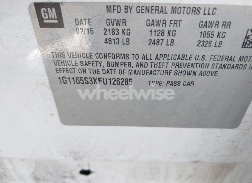 Photo 9 of 2015 Chevrolet Impala 2LZ (VIN 1G1165S3XFU126285)