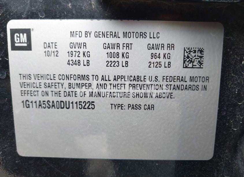 Photo 9 of 2013 Chevrolet Malibu 1FL (VIN 1G11A5SA0DU115225)