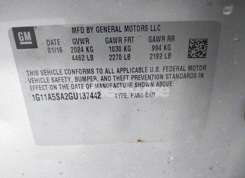 Photo 9 of 2016 Chevrolet Malibu LIMITED 1FL (VIN 1G11A5SA2GU137442)