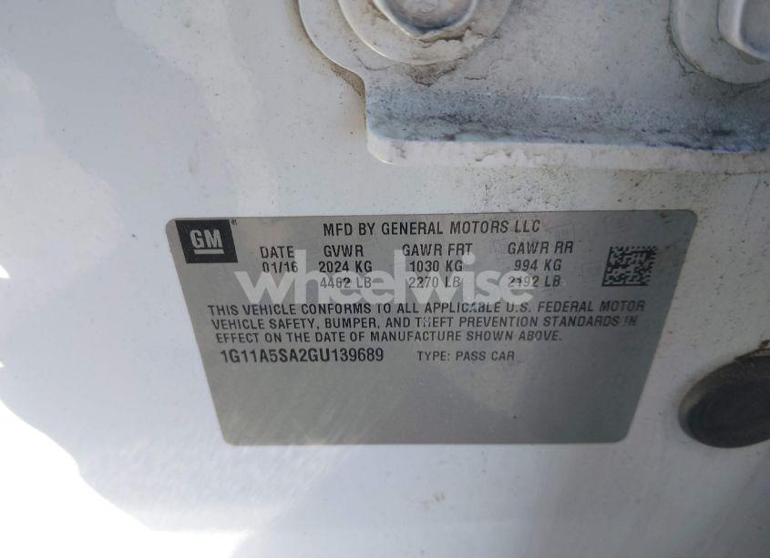 Photo 9 of 2016 Chevrolet Malibu LIMITED 1FL (VIN 1G11A5SA2GU139689)