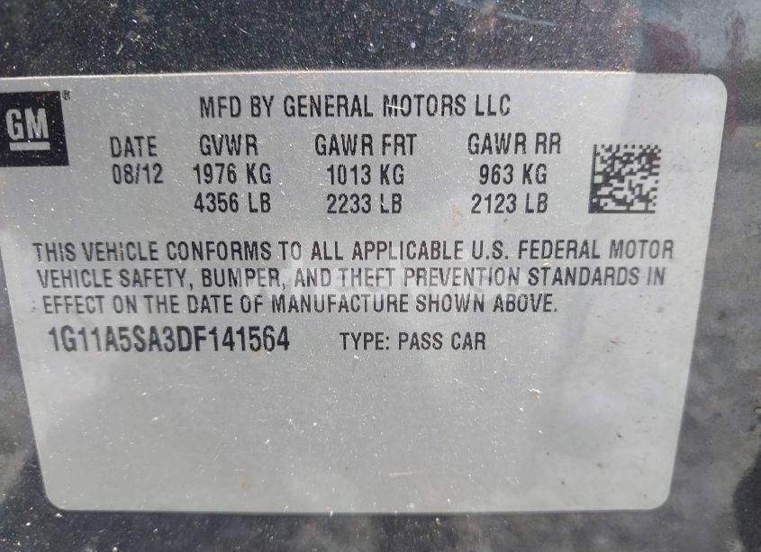 Photo 9 of 2013 Chevrolet Malibu 1FL (VIN 1G11A5SA3DF141564)