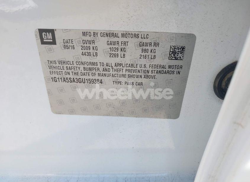 Photo 9 of 2016 Chevrolet Malibu LIMITED 1FL (VIN 1G11A5SA3GU159384)