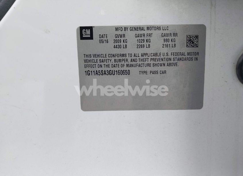 Photo 9 of 2016 Chevrolet Malibu LIMITED 1FL (VIN 1G11A5SA3GU160650)