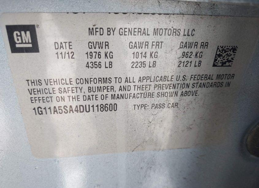 Photo 9 of 2013 Chevrolet Malibu 1FL (VIN 1G11A5SA4DU118600)