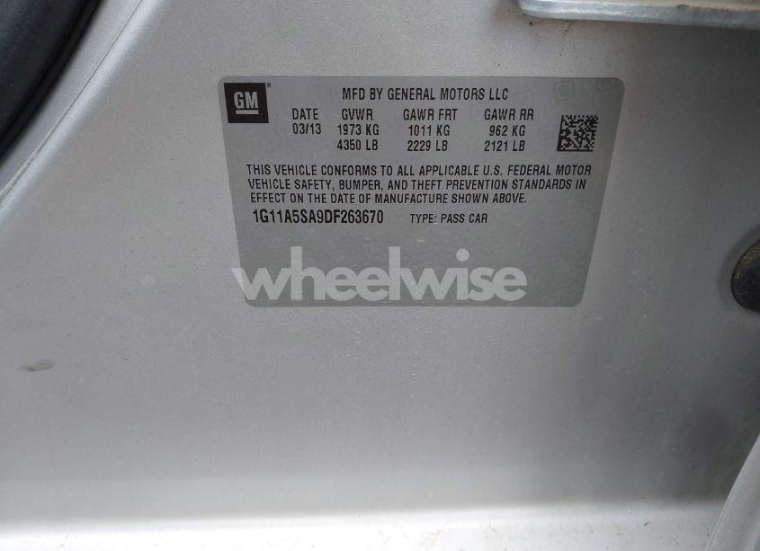 Photo 9 of 2013 Chevrolet Malibu 1FL (VIN 1G11A5SA9DF263670)
