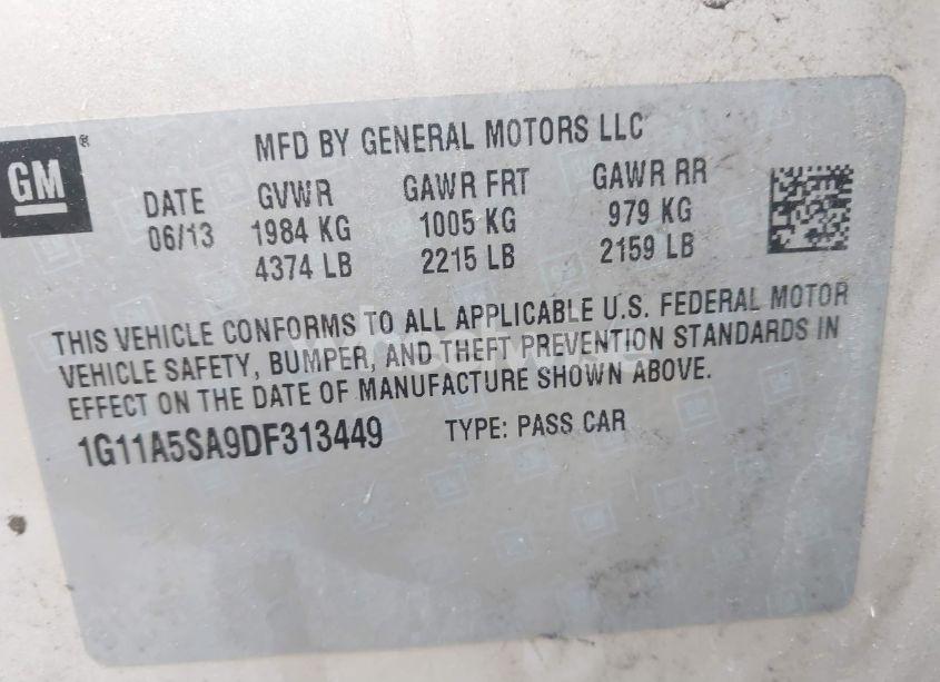 Photo 9 of 2013 Chevrolet Malibu 1FL (VIN 1G11A5SA9DF313449)