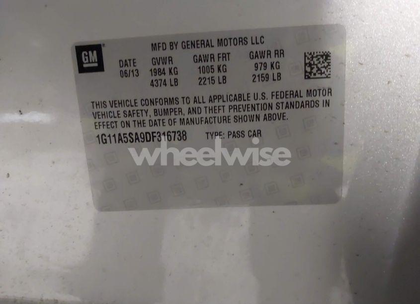 Photo 9 of 2013 Chevrolet Malibu 1FL (VIN 1G11A5SA9DF316738)
