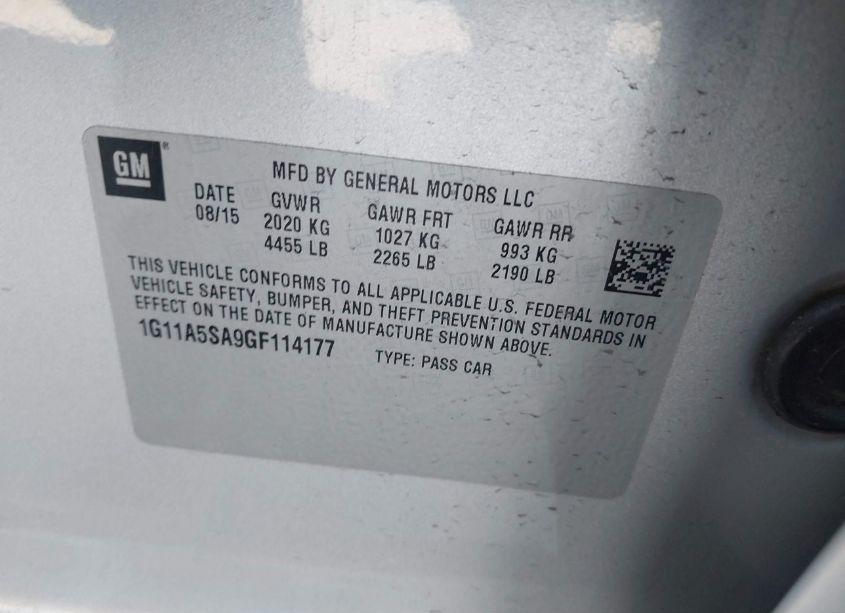 Photo 9 of 2016 Chevrolet Malibu LIMITED 1FL (VIN 1G11A5SA9GF114177)