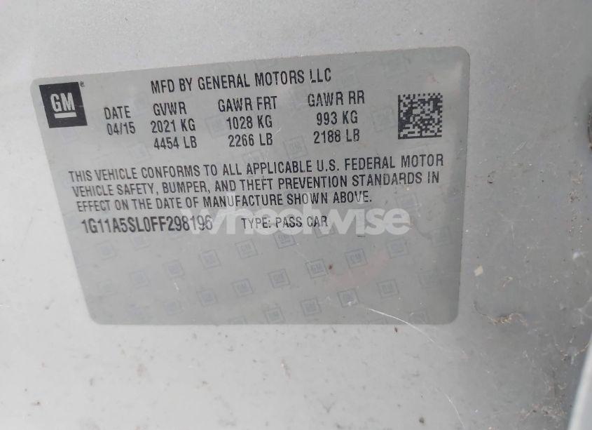 Photo 9 of 2015 Chevrolet Malibu 1FL (VIN 1G11A5SL0FF298196)