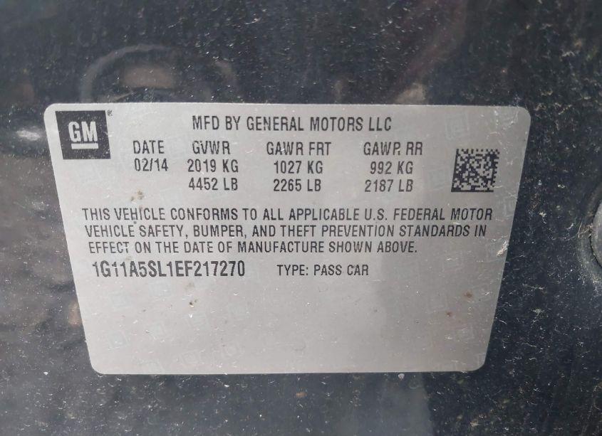 Photo 9 of 2014 Chevrolet Malibu 1FL (VIN 1G11A5SL1EF217270)