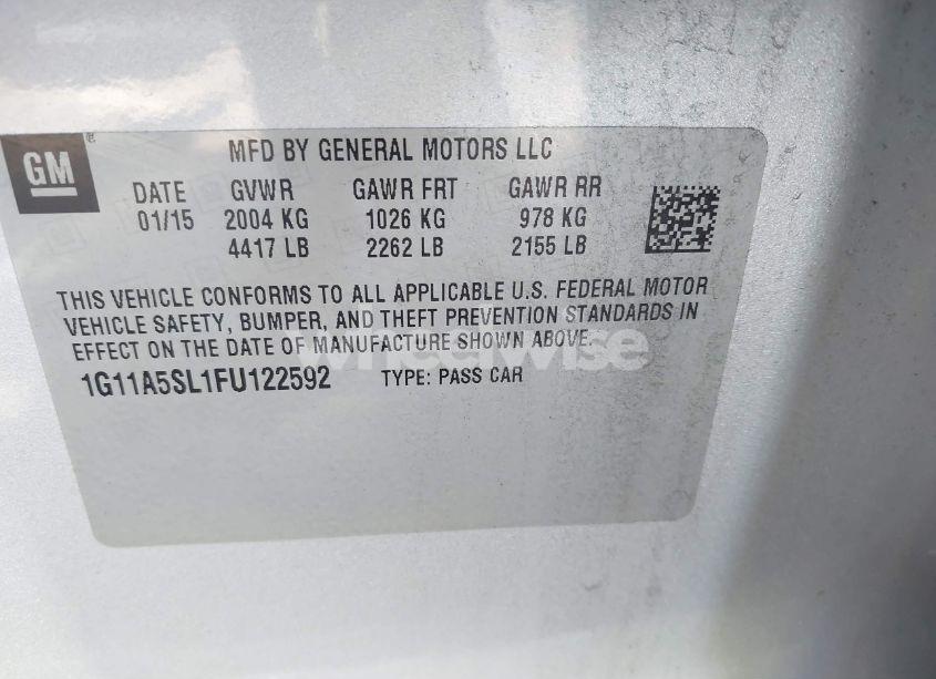 Photo 9 of 2015 Chevrolet Malibu 1FL (VIN 1G11A5SL1FU122592)
