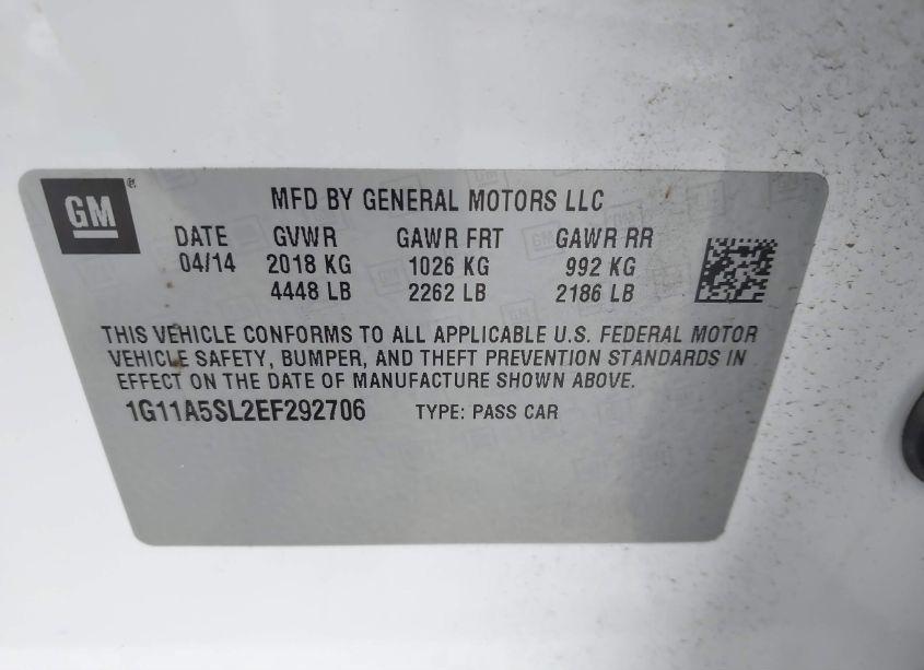 Photo 9 of 2014 Chevrolet Malibu 1FL (VIN 1G11A5SL2EF292706)