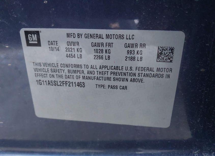 Photo 9 of 2015 Chevrolet Malibu 1FL (VIN 1G11A5SL2FF211463)