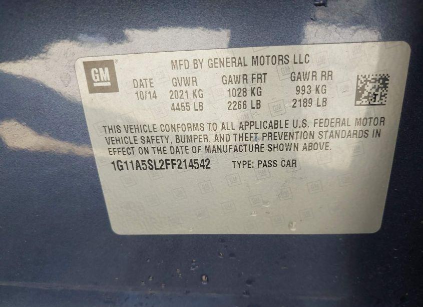 Photo 9 of 2015 Chevrolet Malibu 1FL (VIN 1G11A5SL2FF214542)