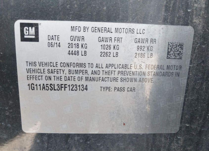 Photo 9 of 2015 Chevrolet Malibu 1FL (VIN 1G11A5SL3FF123134)