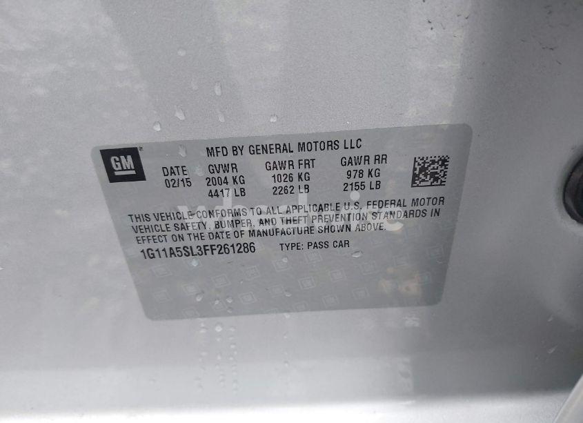 Photo 9 of 2015 Chevrolet Malibu 1FL (VIN 1G11A5SL3FF261286)